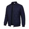Men Solid Color Stand Collar Thickened Warm Quilted Bomber Jacket Casual Outerwear