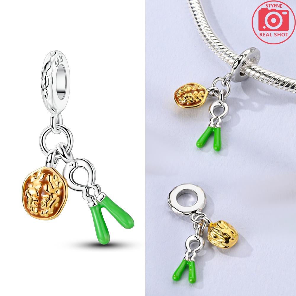

Charms Plata Creative Walnuts And Walnut Clip Pendants Fit Original Bracelets Charms For Women Jewelry Diy Making Gifts