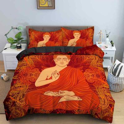 Set Letto Buddha Religione Indiana Buddismo Meditazione Mandala Copripiumino Sorriso Buddha Floreale Morbido Copripiumino Queen King Size
