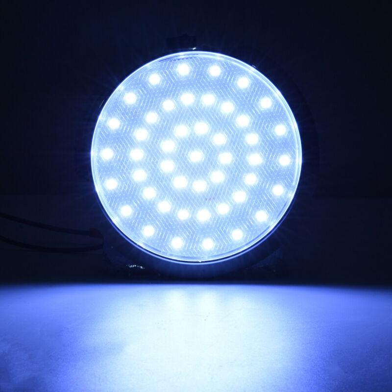 12V 46 LED Round Car Roof Light Lamp Chrome Carbon Look Interior Super Bright with ON/OFF Switch For Camper Van Caravan Boat RV