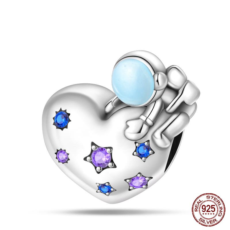 New Copper Fashion Glowing Space Astronaut Spaceship Charms Beads Fit Brand Original Bracelet Diy Jewelry Gift