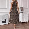 Womens 2025 Leopard Print V-Neck Backless Slip Dress High Waist Flowy Maxi