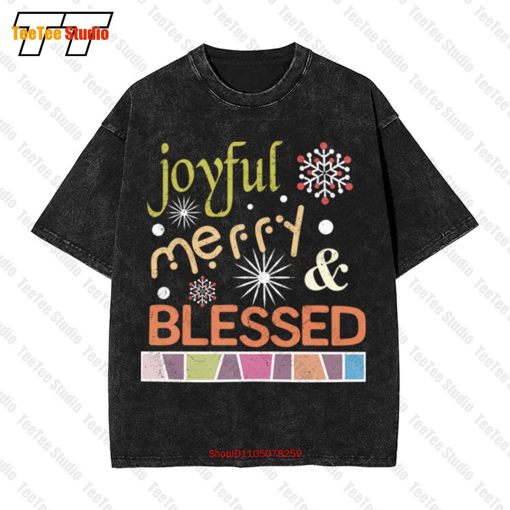 Joyful Merry Blessed Christmas Snowflakes Vintage Oversized TShirt UUNU S
