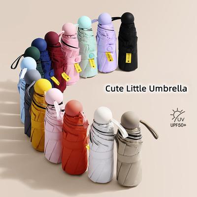 Mode Sonnen- und Regenschirm mit rundem Griff, doppelte Verwendung, Sonnenschutz, Sonnenschirm, faltbar, niedlich, kleiner Mini-Regenschirm
