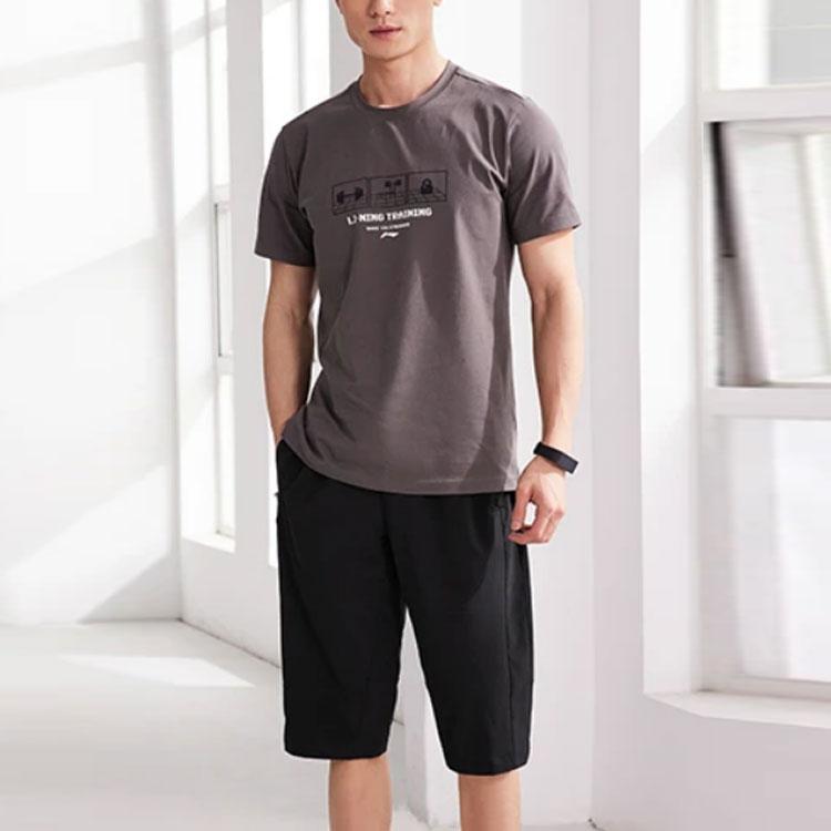 Li Ning Training Series Quick-Dry Cool Seven-Point Sports Pants Men bottoms Black AKQR063-1