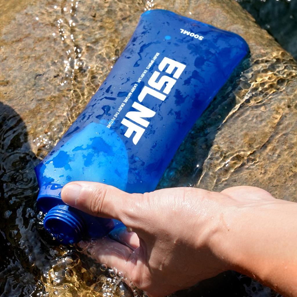 500ml Folding Flask Water Bottles with Straw Soft TPU Portable Water Bags for Outdoor Sport Running Cycling Camping Bottle
