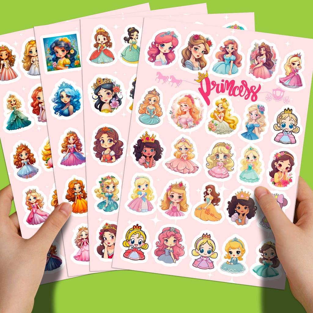 100 Stickers Cute Princess Flat Sheet Series Cute Cartoon Little Princess Diy Children Stickers 4 Packs