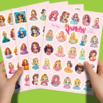 100 Stickers Cute Princess Flat Sheet Series Cute Cartoon Little Princess Diy Children Stickers 4 Packs