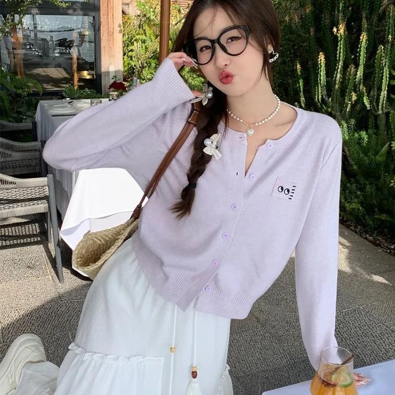 New Women Knit Cardigan Soft Cozy Sweater Autumn Winter Korean Fashion Outerwear Casual Top