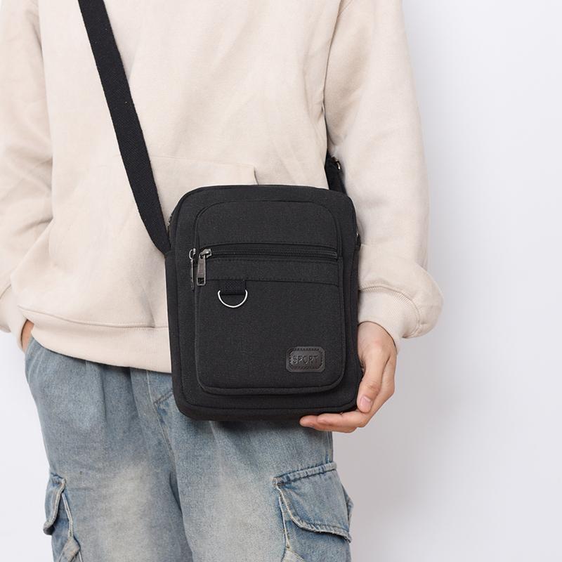 Solid Color Outdoor Travel Bag Men's Shoulder Bag Waterproof Wear-Resistant Large Capacity Crossbody Bag