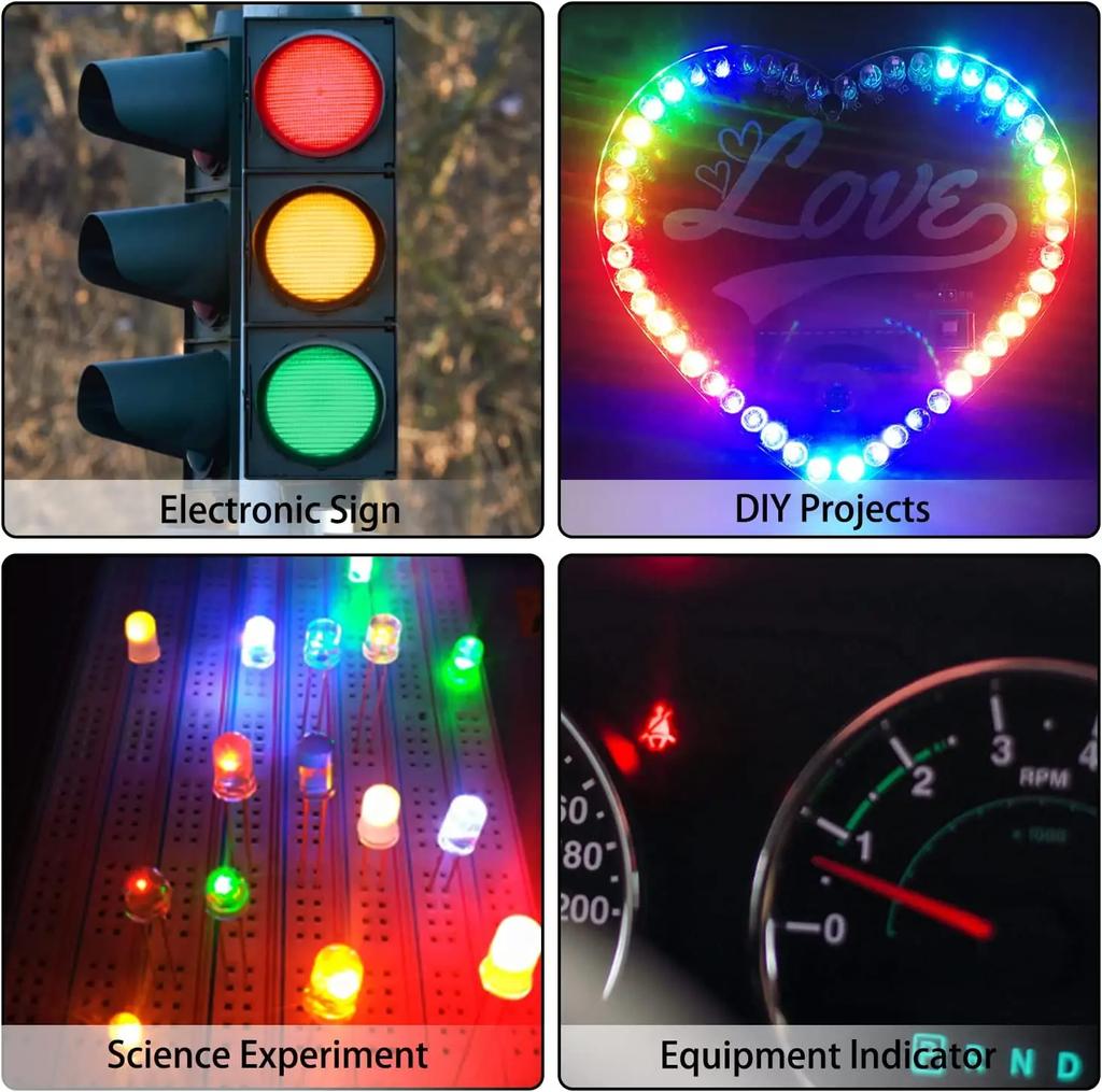 100 Stück 3mm LED Diode Superhell Elektronische Bauelemente Glühbirnen Weiß/Rot/Gelb/Grün/Blau Lichtemittierende Dioden