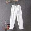 Women's 2023 Cotton-Linen Casual Straight Pants, Korean Style, Slim Fit, Lightweight Nine-Point Harem.
