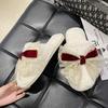 Home Baotou warm and non-slip student cotton slippers 2025 winter new princess style bow cotton slippers women's