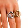 18K Gold Geometric Open Chain Ring in Stainless Steel for Women