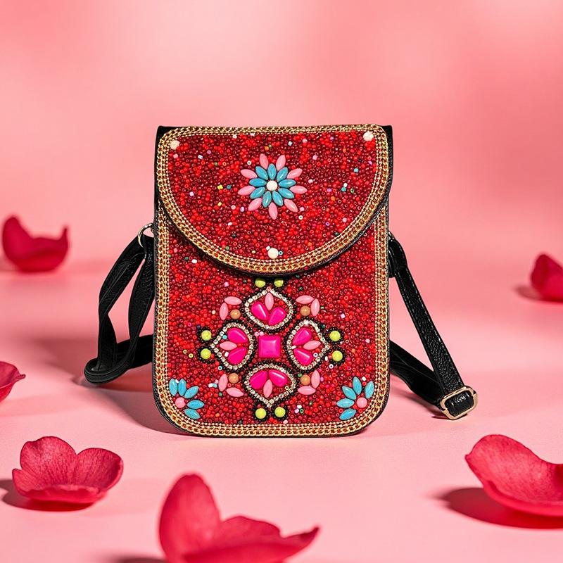 Boho Vintage Veske - Flerroms premium tekstur myk moteriktig allsidig håndlaget dusk risperler