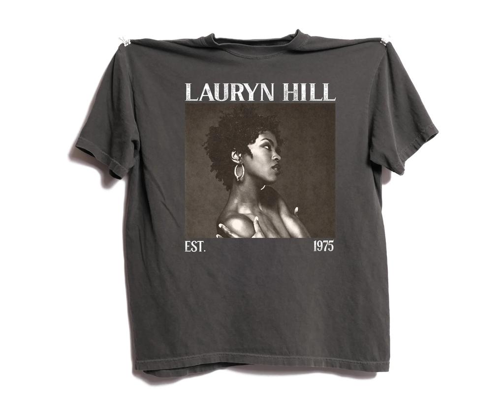 Lauren Hill Album Music Tshirt Comfortable Neck Retro Style Printed Pattern Daily Casual Short Sleeved Shirt
