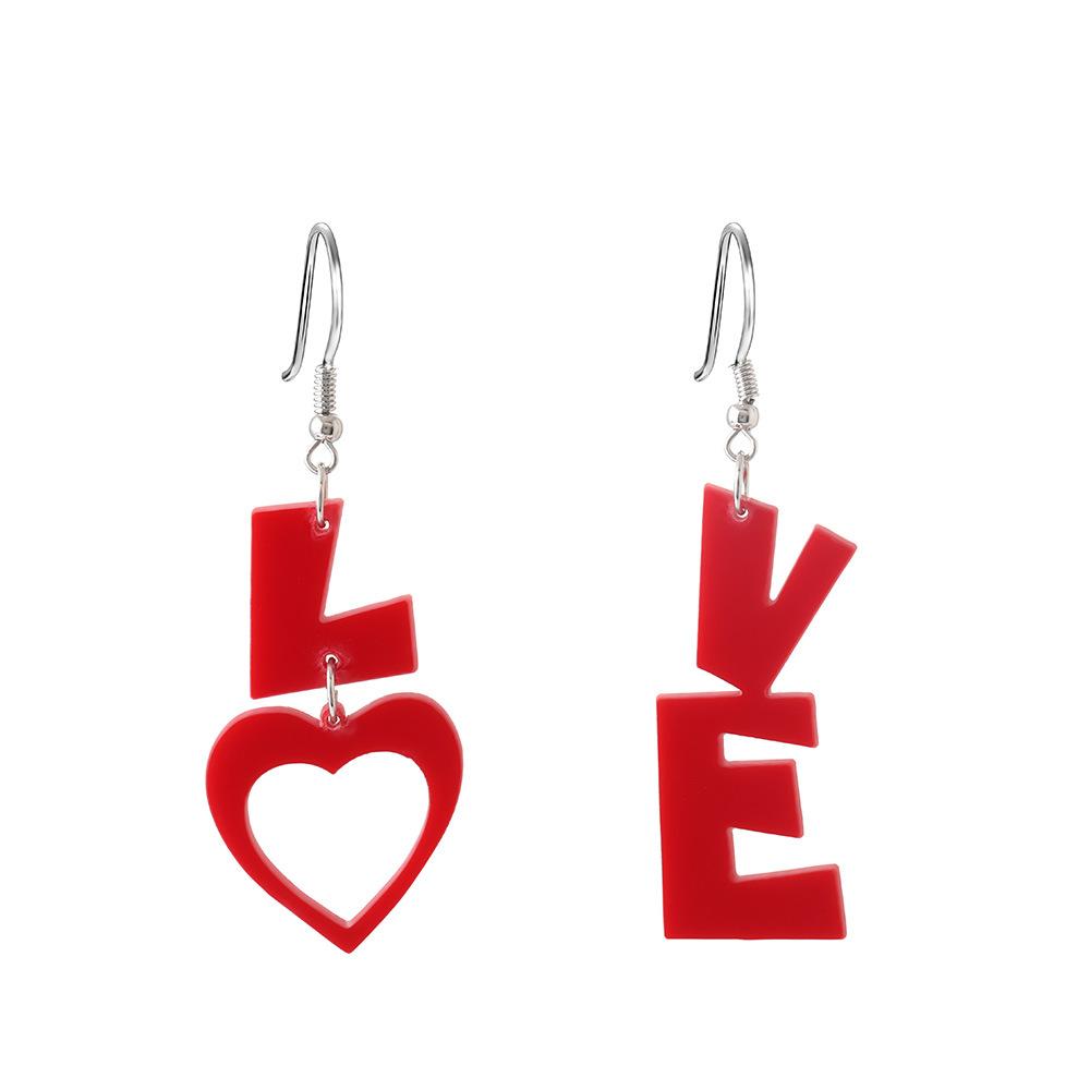 Fully Managed Environmentally Friendly Acrylic Earrings, Fashionable And Romantic Love Love Stud Earrings