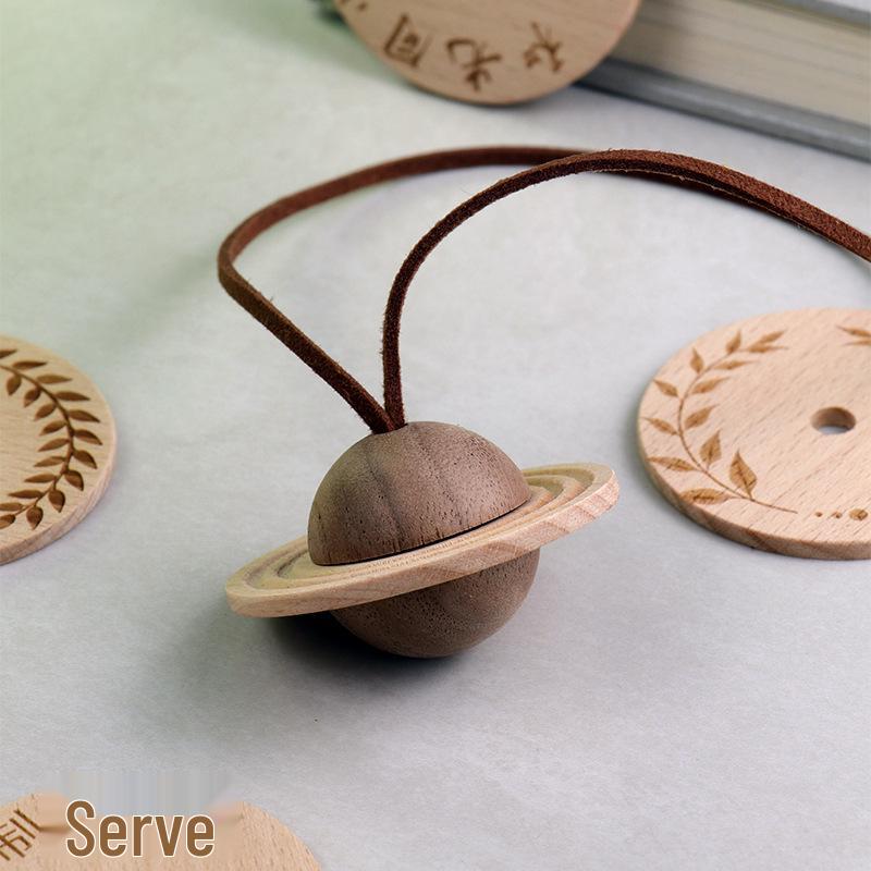 Custom Black Walnut Planet Diffuser Charm - Wooden Pendant for Car or Backpack