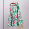 Floral Half Length Skirt for Women Spring/Summer Long Style High Waist Retro Elastic Long Length Skirt