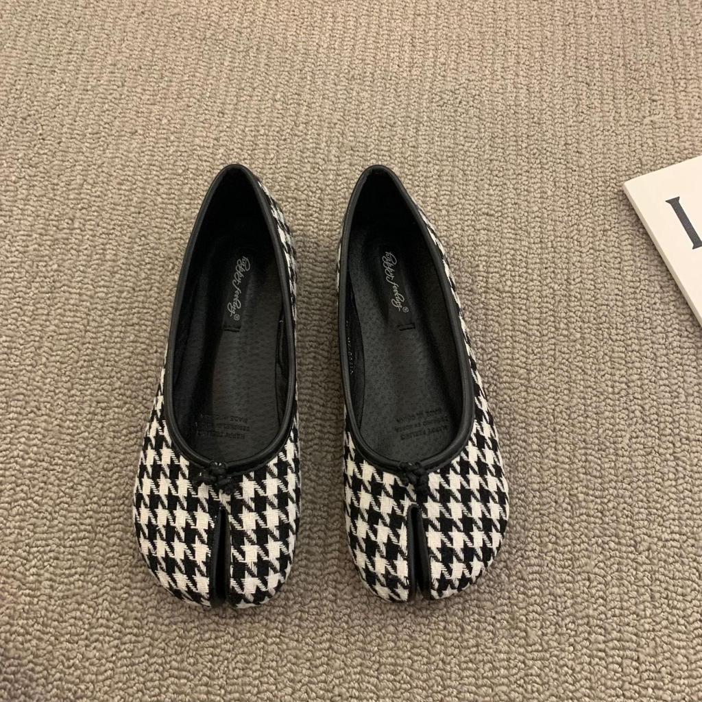 Bean Shoes Women's 2021 Summer Split-Toe Flats with Horsebit Design