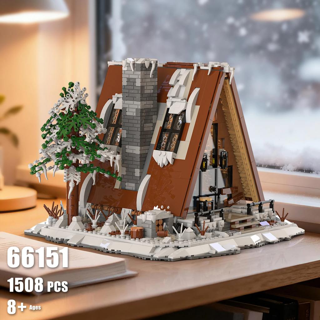 Non-Toxic 1508Pcs A Type Snow House Building Blocks Pine Tree Cabin Model Bricks Winter Holiday Desktop Decoration Kids Diy Toys Gifts