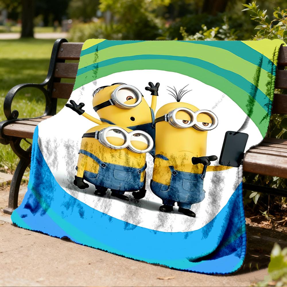 1 Stück Minions Outdoor Flanelldecke für Mädchen Weich, Leicht, Perfekt zum Campen und als Geschenk, Digital