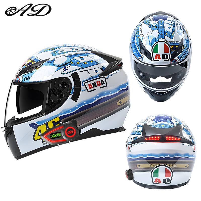Bluetooth Smart Taillight Flip-Up Motorcycle Helmet for Men and Women - All-Season, Full Coverage for Electric and Off-Road Riding