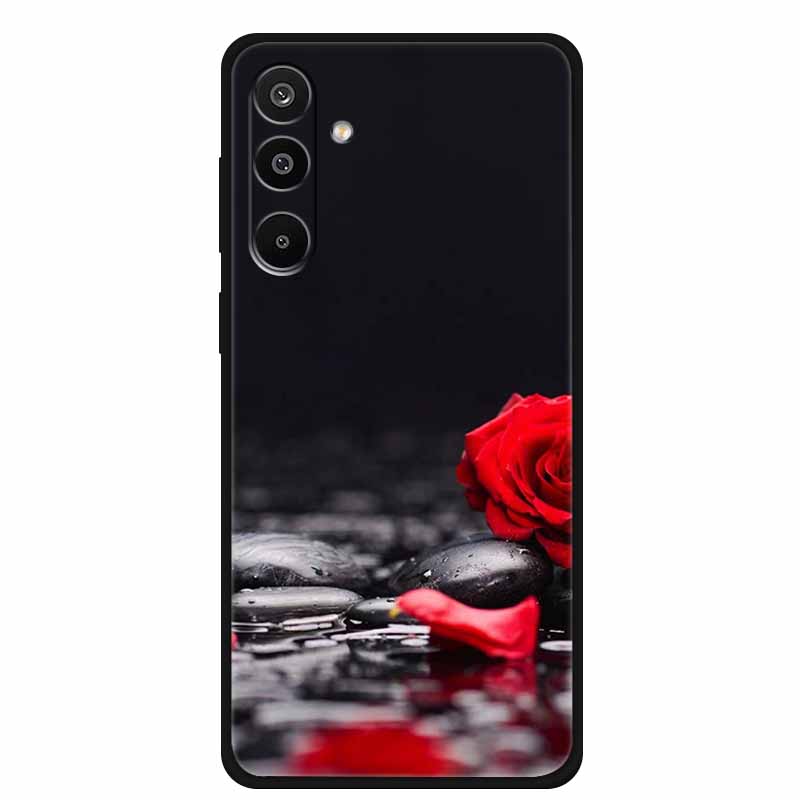 For Samsung Galaxy A36 5G Case Flowers Printed Silicone Phone Cases Cover for Samsung A26 5G TPU Shells A 26 36 Black TPU Coques