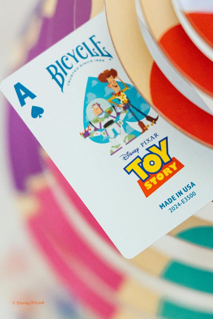 Disney Toy playing cards featuring Buzz and Story-inspired Woody, Lightyear, more.