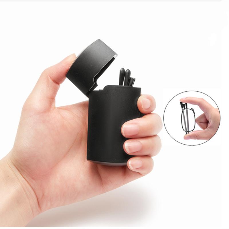 Faltbare Lesebrille Schwarzer Metallrahmen Teleskopisch Drehbar Presbyopie Brille Mit Etui +1.0 +1.5 +2.0