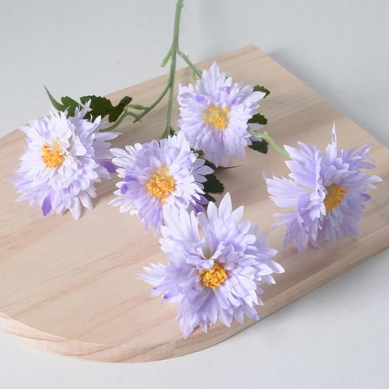 5 Heads Artificial Chrysanthemums Flowers Fake Mums Flower Bouquets with Stem Faux Silk Floral Arrangements for Vase DIY Wedding Centerpiece