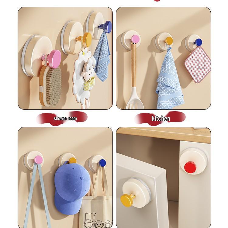 Strong Adhesive No-Drill Suction Cup Hook for Towel and Clothes Storage Behind Doors