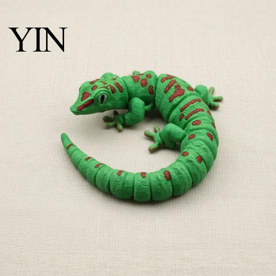 Realistic Gecko Decoration 3D Printed Articulated Figurine, Reptile Ornament with Movable Joints, Cute Posable Potted Plant Landscaping Lizard Animal