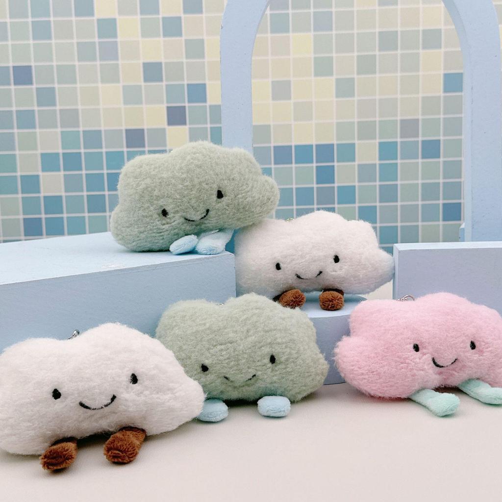 Cloud-Shaped Cartoon Plush Pendant: Cute Backpack Doll Keychain & Schoolbag Decoration.