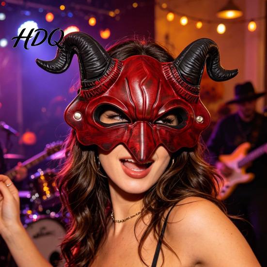 Lightweight Cosplay Mask Demon Horn Mask Halloween Devil Head Prop Masquerade Comfortable PU Foam Party Horror Costume Accessory Carnival Trick or