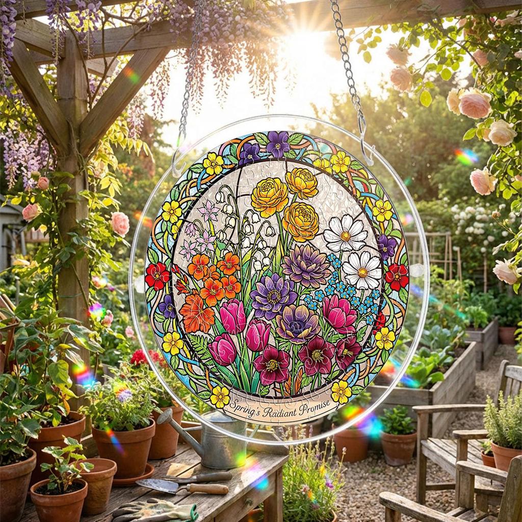 Acrylic Puzzle Sun Catcher Window Ornament 2D Design Three Layers Single Layer 2mm Thickness Circular Shape Hanging Decoration