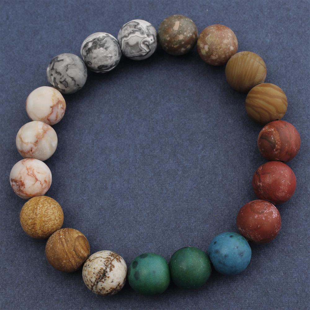 Galaxy Starry Sky Frosted Agate Planet Bracelet, 10mm Electroplated