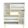 Modern Shoe Cabinet, White Shoe Cabinet with High-Gloss Front and 16-Color LED Light (80 x 25 x 96 cm)