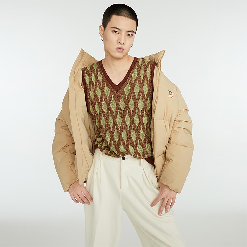 New MLB Down Jacket Unisex Linen Beige Yellow 3ADJB0336-43BGM