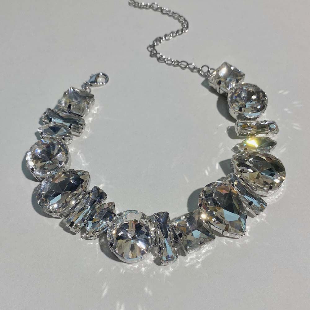 Light Luxury Crystal Necklace Exaggerated Women's Choker Sweet Rhinestone Necklace  Girls