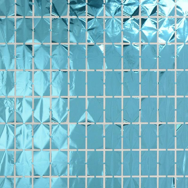 

1 шт. Фон для шторної стіни, Декор для дівич-вечора, Декорації для вечірки з нагоди дня народження, Квадратні паєтки, Домашній декор 1*2 м світло-синій колір