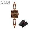 Fashion Gedi Top Brand Rose Gold Women Square Wrist Watch Alloy Rope Band Water Resistance Luxury Ladies Quartz Jewely 20mm