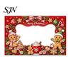Portable Christmas Background Banner Cartoon Photo Booth Frame Banner, Xmas Selfie with Elk Festive Seasonal Event Penguin Bear, Holiday Party