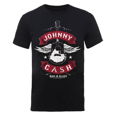 Johnny Cash TShirt Winged Guitar New Black Official Unisex T-Shirt