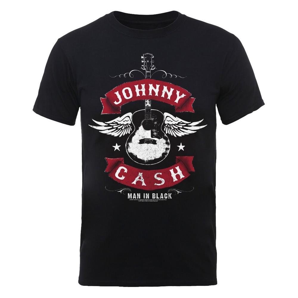 Johnny Cash TShirt Winged Guitar New Black Official Unisex T-Shirt XXL