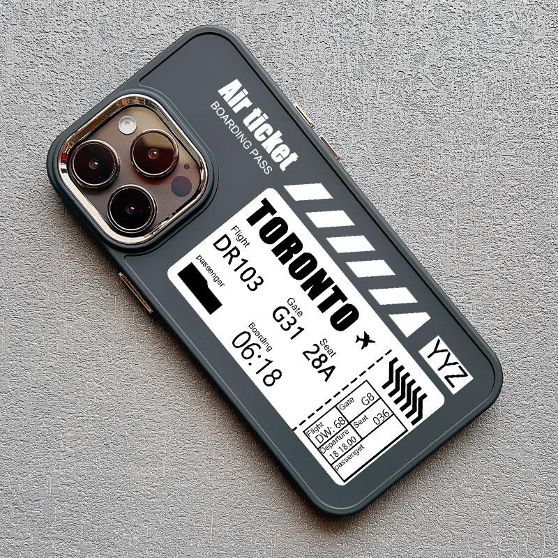 Hot Air Ticket Travel New York London Paris Label Phone Case for iPhone X XS XR 11 12 13 14 15 Pro Max 7 8 Plus Black Soft Cover