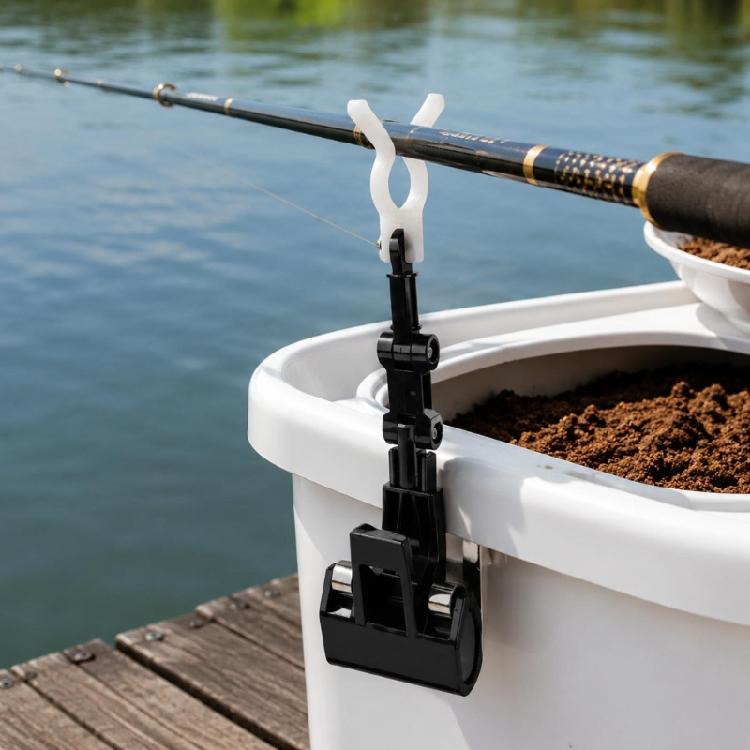 ABS Fishing Rod Holder Clip for Rafts and Bucket Fishing, Clamps-On Rod Support Clip for Sea Breaks and Tackle Organization