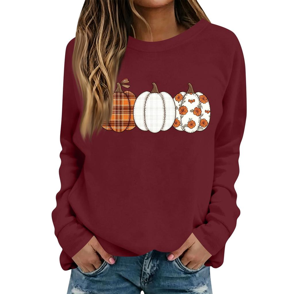 Women's Halloween Print Long Sleeve Neck Casual Top