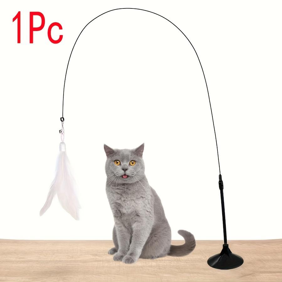 Interactive Cat Teaser Wand with Suction Cup and Colorful Feathers - Fun Cat Toy for Indoor Play