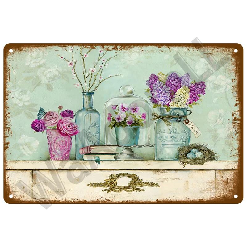 Vintage Metal Tin Sign  Retro Cafe  Garden Wall Art Home Decor Plaque for Room Farmhouse Painting Gift Perfect for Wall Mural  D